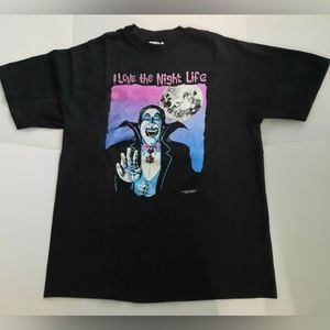 Vintage I Love The Night Life Dracula T Shirt, Hanes Beefy Tag, Men's Size L
